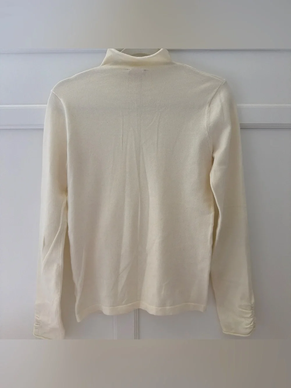 Cream Ruched Mock Neck Sweater